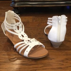 White Zipper Sandals